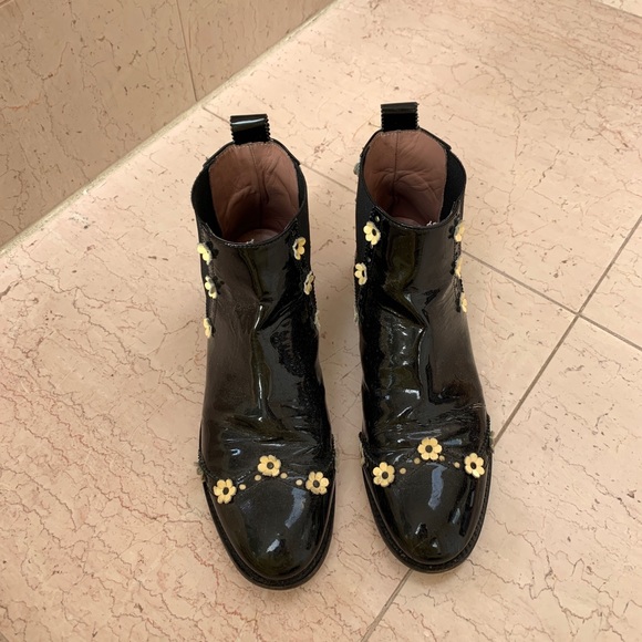 RED Valentino Patent Leather Daisy Ankle Boots - Picture 9 of 12